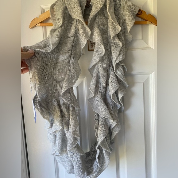 Modern Heritage Ruffled Knit Grey Infinity Scarf - Picture 5 of 5